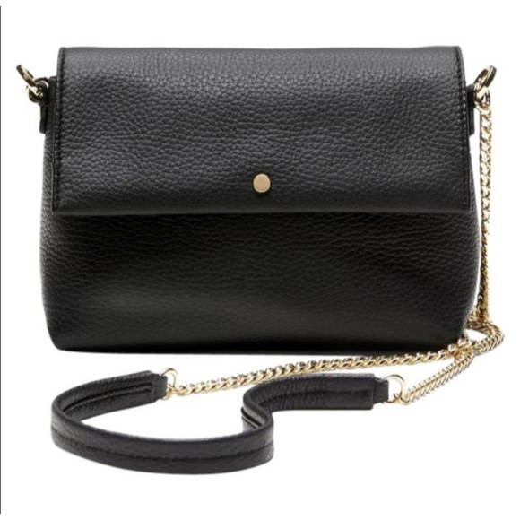 Banana Republic Handbags - Banana Republic Black Leather Crossbody Purse with Gold Chain Shoulder Strap